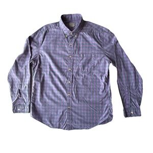 J.Crew Mens Shirt Plaid Cotton LARGE Long Sleeve ‎ PURPLE GREEN  Light Weight